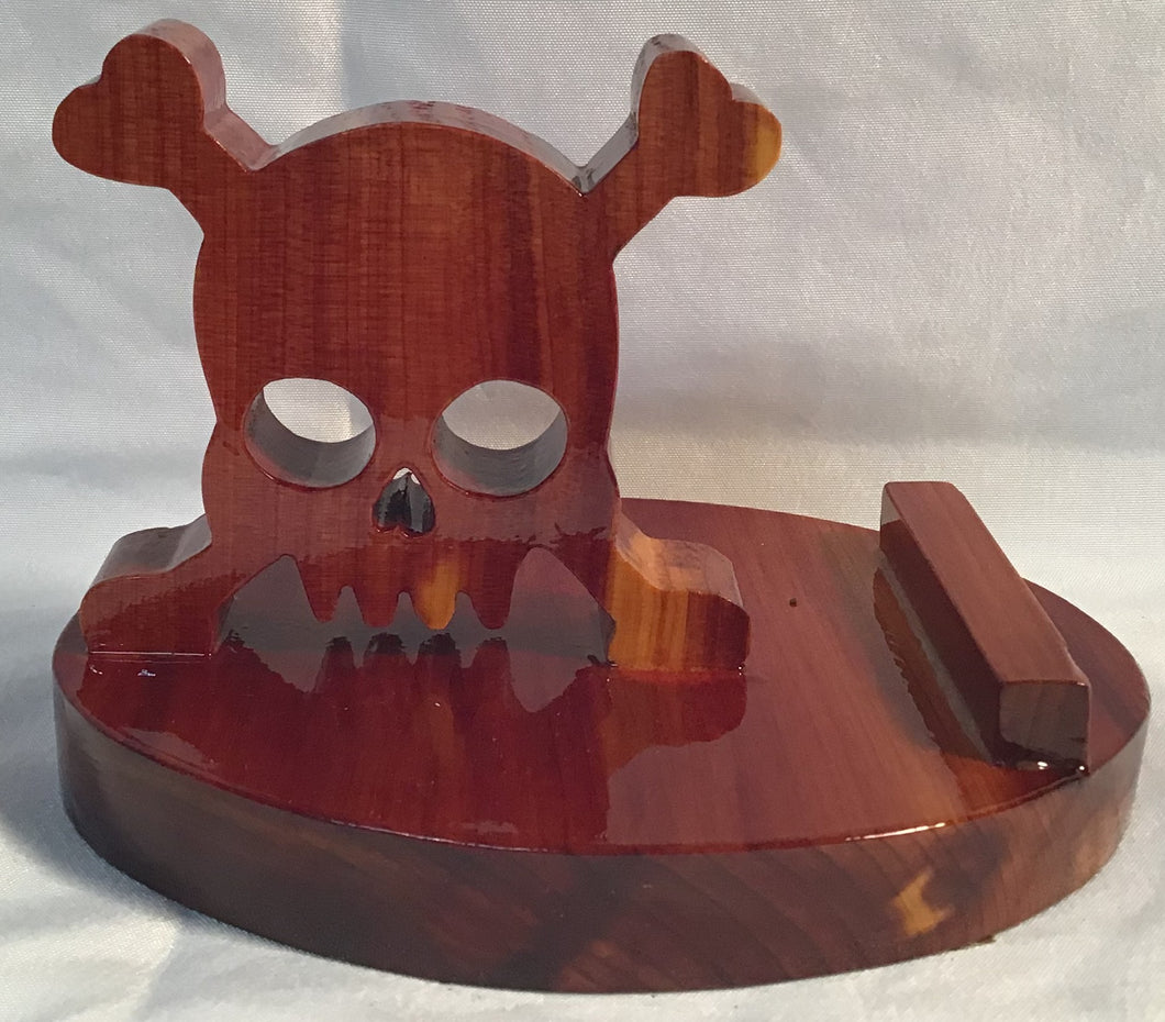 Skull/Crossbones Cell Phone Stand - Seal Woodworks 