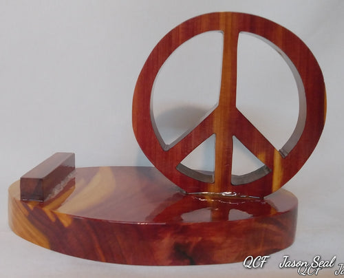 Peace Sign Cell Phone Stand - Seal Woodworks 