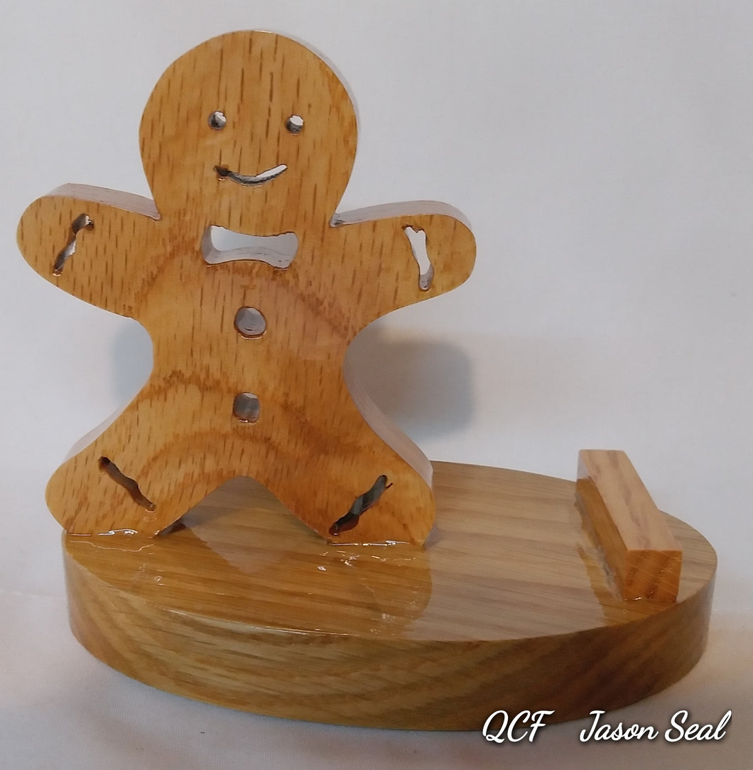 Gingerbread Man Cell Phone Stand - Seal Woodworks 